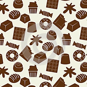 chocolate icon set vector seamless pattern background