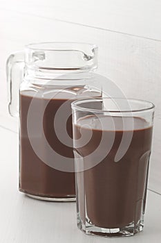 Chocolate jar and glass