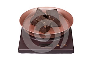 Chocolate on the kitchen electronic scales