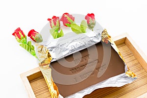 Chocolate labeled happy valentine i love you