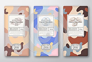 Chocolate Labels Set. Abstract Vector Packaging Design Layouts Collection. Modern Typography, Hand Drawn Cocoa, Coffee