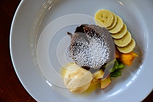 Chocolate Lava Cake and Vanilla Ice Cream