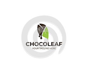 Chocolate Leaf Logo Template. Confectionery Vector Design