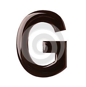 Chocolate letter G on white background