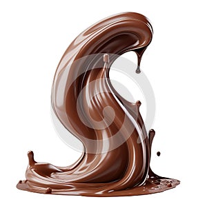 Chocolate letter S isolated over white background. Generative AI illustration