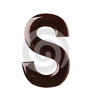 Chocolate letter S on white background