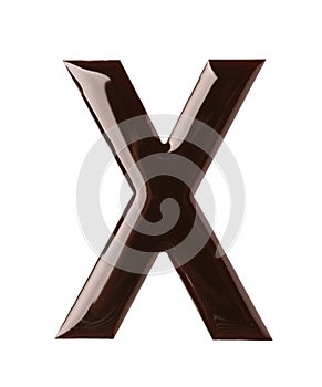 Chocolate letter X on white background