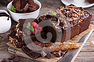 Chocolate loaf cake with nuts