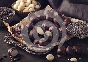 Chocolate and macadamia clusters