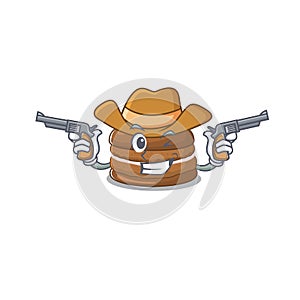 Chocolate macaron Cowboy cartoon concept having guns