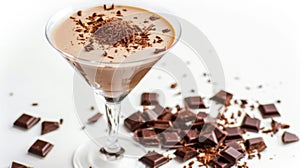 Chocolate martini with shavings in a glass, a decadent cocktail