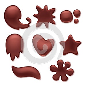 Chocolate melt blot set - heart and round abstract curves.