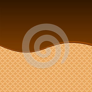 Chocolate Melted on Wafer Background
