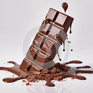 chocolate melting on the white background generative AI