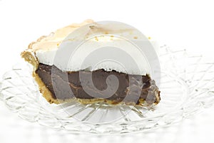 Chocolate Meringue Pie on White Background