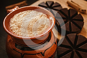 Chocolate mexicano, cup of mexican chocolate traditional from oaxaca mexico photo