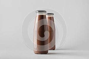 Chocolate Milk Bottle Mock-Up - Two Bottles