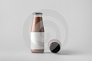 Chocolate Milk Bottle Mock-Up - Two Bottles. Blank Label