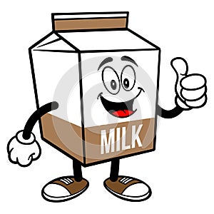 Chocolate Milk Carton Mascot with Thumbs Up