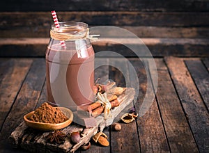 Chocolate milk in the jar