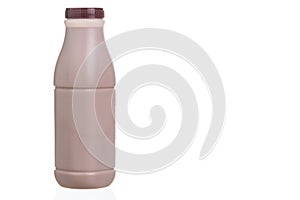 Chocolate milk plastic bottle isolated on white