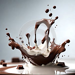 Chocolate and milk splashes - ai generated image