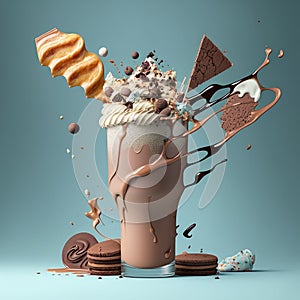 Chocolate milkshake on dark background