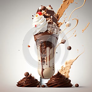 Chocolate milkshake on dark background