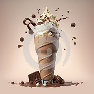 Chocolate milkshake on dark background