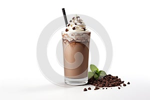 Chocolate milkshake isolated on white background