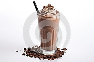 Chocolate milkshake isolated on white background