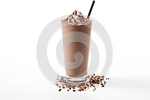 Chocolate milkshake isolated on white background