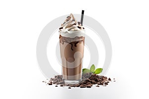 Chocolate milkshake isolated on white background