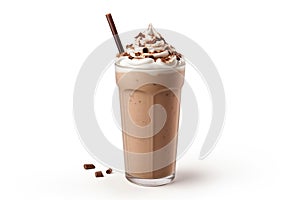 Chocolate milkshake isolated on white background