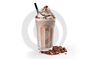 Chocolate milkshake isolated on white background