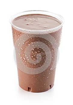 Chocolate milkshake in plastic take away cup