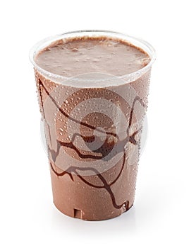 Chocolate milkshake in plastic take away cup