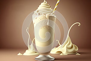 Chocolate milkshake. Vanilla milkshake. Cold drink concept. Generative AI