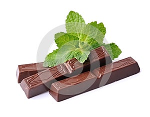 Chocolate with mint leaves