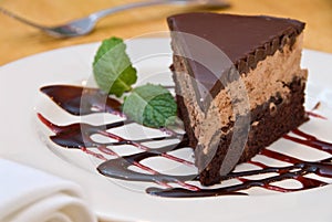 Chocolate mocha mousse cake photo