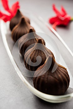 Chocolate Modak - Indian sweet food offered to Lord ganesha on chaturthi