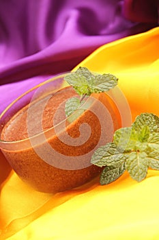 Chocolate mousse decorate photo