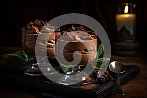 Chocolate mousse dessert. Generate Ai