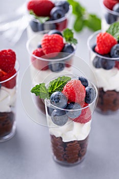 Chocolate mousse dessert shots for a party