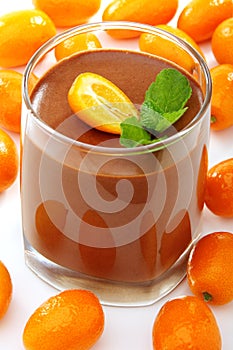 Chocolate mousse with kumquat.