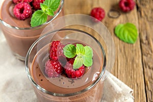 Chocolate mousse with raspberry