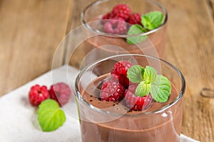 Chocolate mousse with raspberry