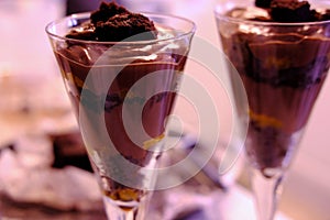 Chocolate mousse  and trifle  Dessert