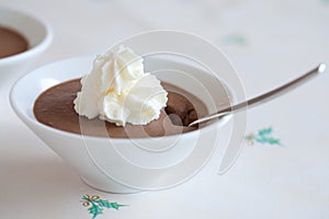 Chocolate mousse with whipped cream