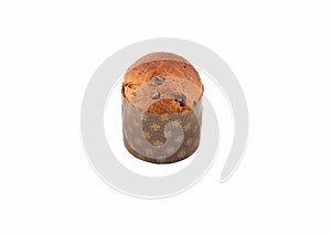 Chocolate muffin in paper shape and isolated on white background